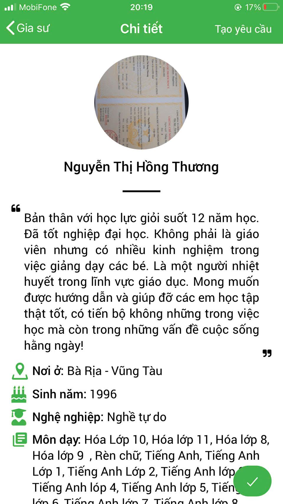 gia sư tại vũng tàu
